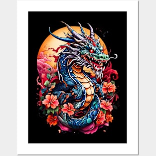 Dragon's Floral Fantasy Posters and Art